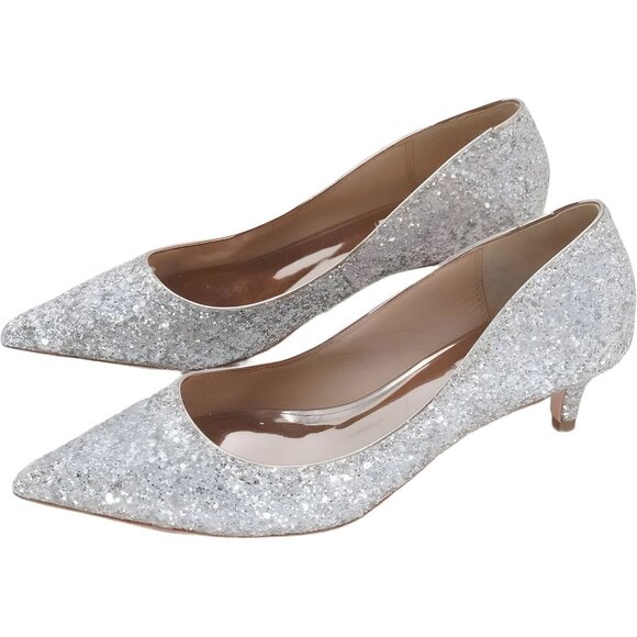 Badgley Mischka Women's Madison II Pump, Glitter Champagne Size 8 - Picture 2 of 6